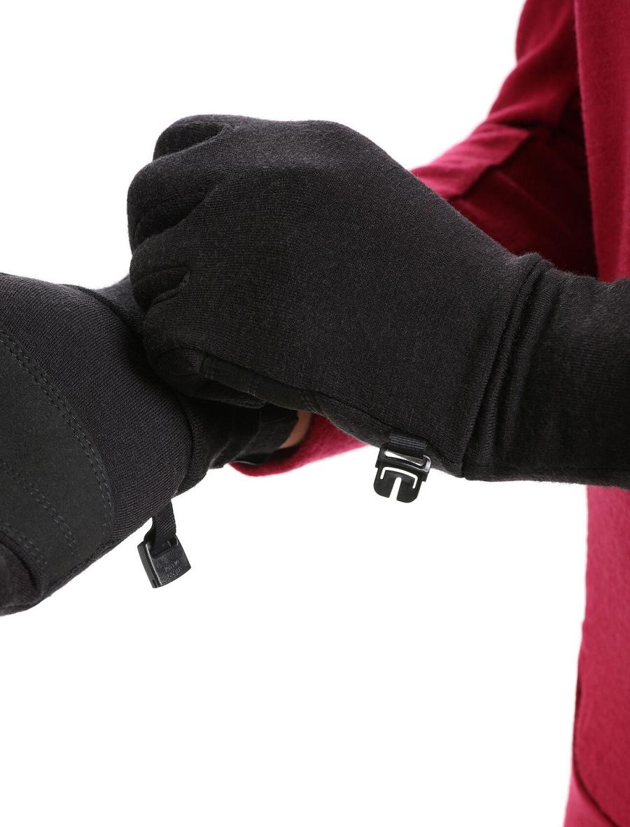 Black Icebreaker Unisex RealFleece™ Merino Sierra Men's Gloves | AU 1057NWYB